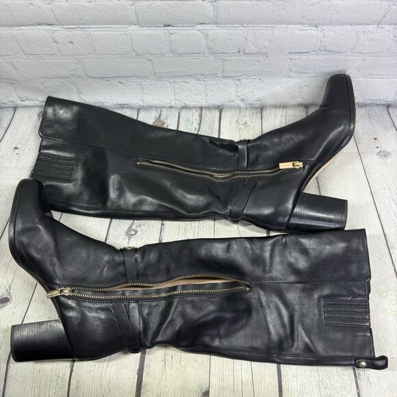 Michael Kors Riding Boots Women Size 11 Black Leather Preppy Heel Equestrian - Picture 10 of 15
